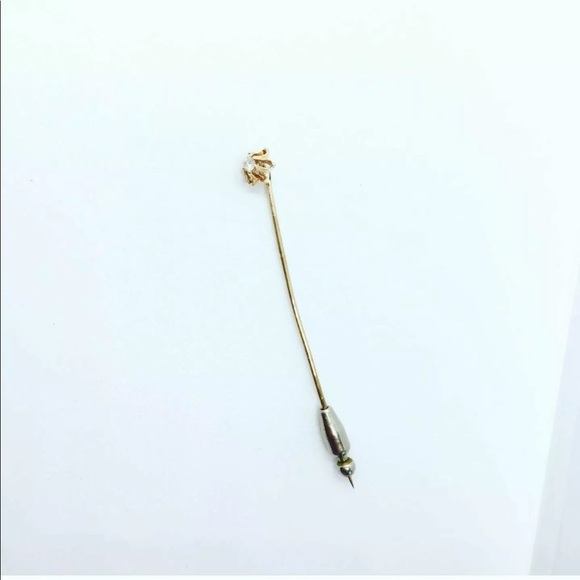 💎 Genuine Diamond 14K Gold Vintage Flower Lapel Stick Pin 💎 - Picture 7 of 9